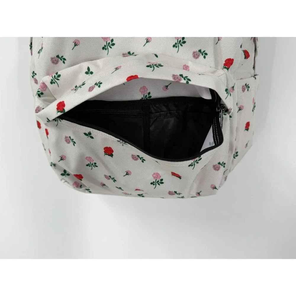 Vans Old Skool Classic Backpack White‎ Rose Floral Print Laptop Travel Bag